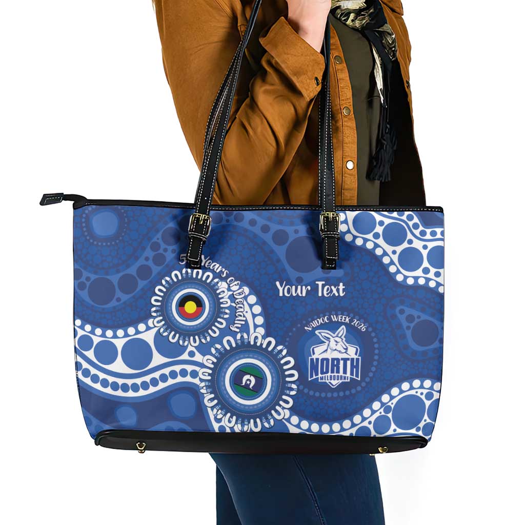 Kangaroos NAIDOC 2026 Personalised Leather Tote Bag 50 Years of Deadly Aboriginal Art
