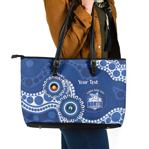 Kangaroos NAIDOC 2026 Personalised Leather Tote Bag 50 Years of Deadly Aboriginal Art
