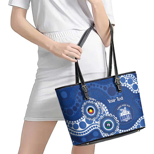 Kangaroos NAIDOC 2026 Personalised Leather Tote Bag 50 Years of Deadly Aboriginal Art