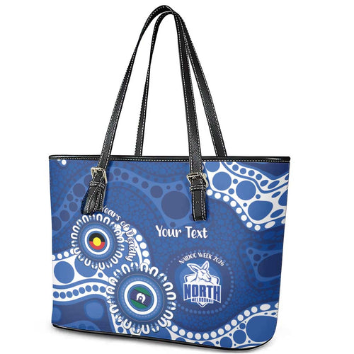 Kangaroos NAIDOC 2026 Personalised Leather Tote Bag 50 Years of Deadly Aboriginal Art