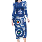Kangaroos NAIDOC 2026 Personalised Long Sleeve Bodycon Dress 50 Years of Deadly Aboriginal Art