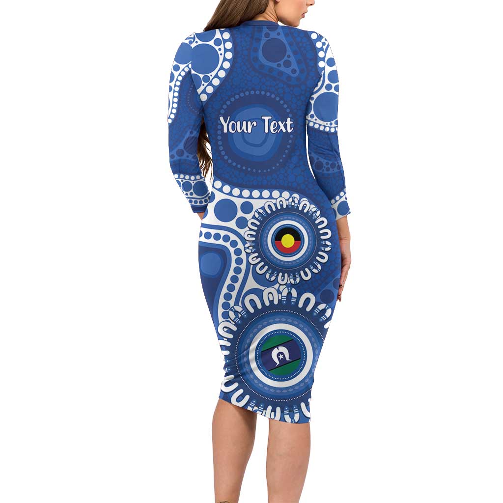 Kangaroos NAIDOC 2026 Personalised Long Sleeve Bodycon Dress 50 Years of Deadly Aboriginal Art