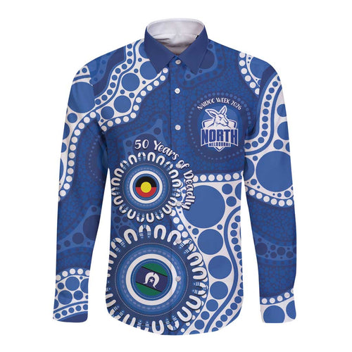 Kangaroos NAIDOC 2026 Personalised Long Sleeve Button Shirt 50 Years of Deadly Aboriginal Art