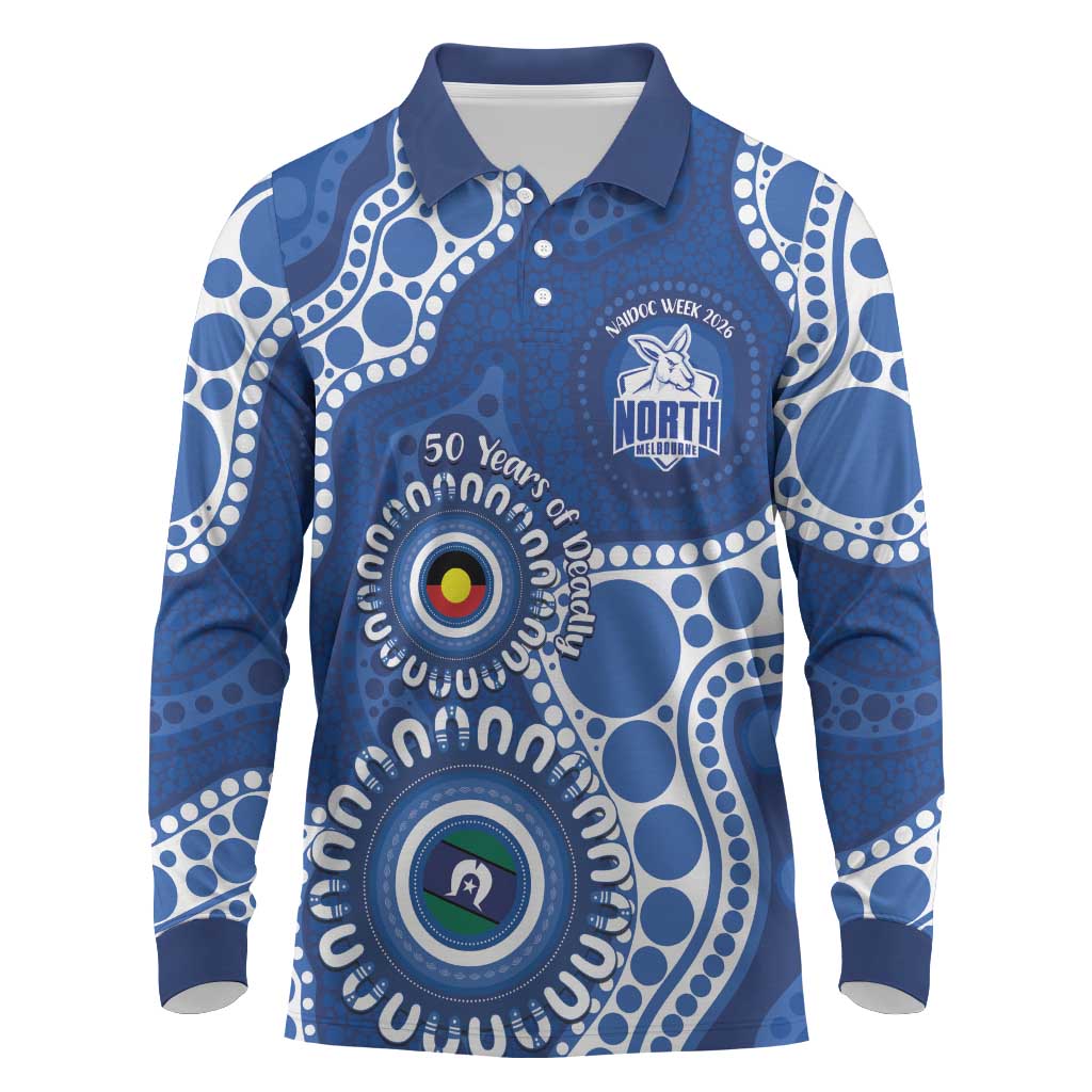 Kangaroos NAIDOC 2026 Personalised Long Sleeve Polo Shirt 50 Years of Deadly Aboriginal Art