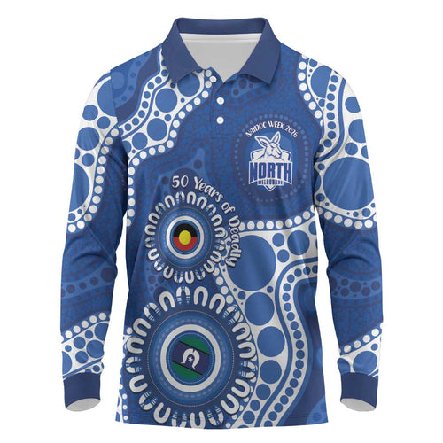 Kangaroos NAIDOC 2026 Personalised Long Sleeve Polo Shirt 50 Years of Deadly Aboriginal Art