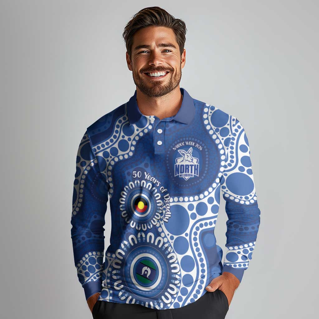 Kangaroos NAIDOC 2026 Personalised Long Sleeve Polo Shirt 50 Years of Deadly Aboriginal Art