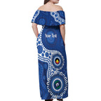 Kangaroos NAIDOC 2026 Personalised Off Shoulder Maxi Dress 50 Years of Deadly Aboriginal Art