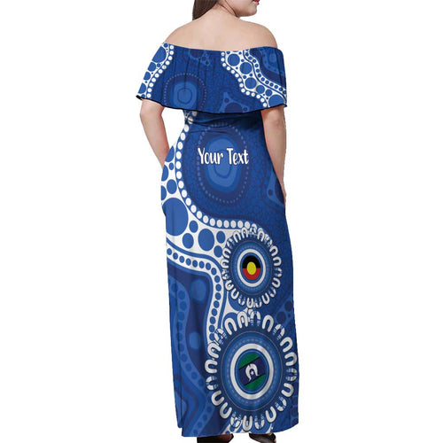 Kangaroos NAIDOC 2026 Personalised Off Shoulder Maxi Dress 50 Years of Deadly Aboriginal Art