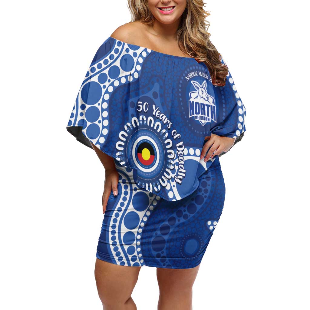 Kangaroos NAIDOC 2026 Personalised Off Shoulder Short Dress 50 Years of Deadly Aboriginal Art