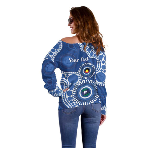Kangaroos NAIDOC 2026 Personalised Off Shoulder Sweater 50 Years of Deadly Aboriginal Art