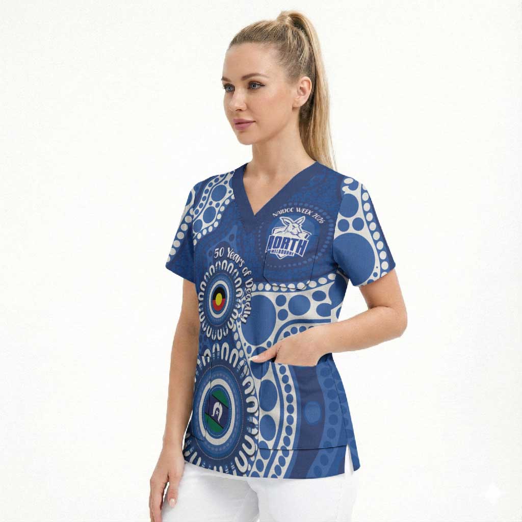 Kangaroos NAIDOC 2026 Personalised Scrub Top 50 Years of Deadly Aboriginal Art