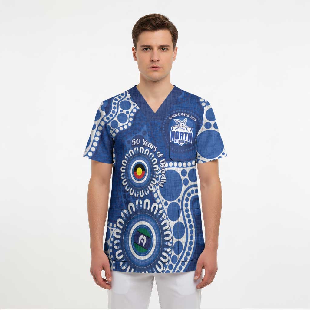 Kangaroos NAIDOC 2026 Personalised Scrub Top 50 Years of Deadly Aboriginal Art