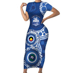 Kangaroos NAIDOC 2026 Personalised Short Sleeve Bodycon Dress 50 Years of Deadly Aboriginal Art