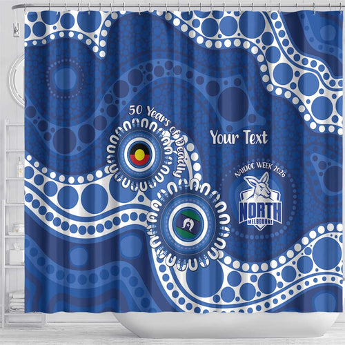 Kangaroos NAIDOC 2026 Personalised Shower Curtain 50 Years of Deadly Aboriginal Art