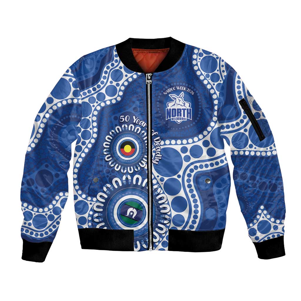 Kangaroos NAIDOC 2026 Personalised Sleeve Zip Bomber Jacket 50 Years of Deadly Aboriginal Art