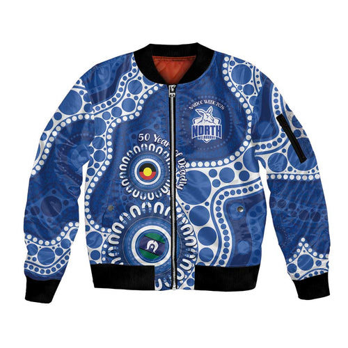 Kangaroos NAIDOC 2026 Personalised Sleeve Zip Bomber Jacket 50 Years of Deadly Aboriginal Art
