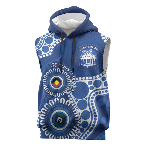 Kangaroos NAIDOC 2026 Personalised Sleeveless Hoodie 50 Years of Deadly Aboriginal Art