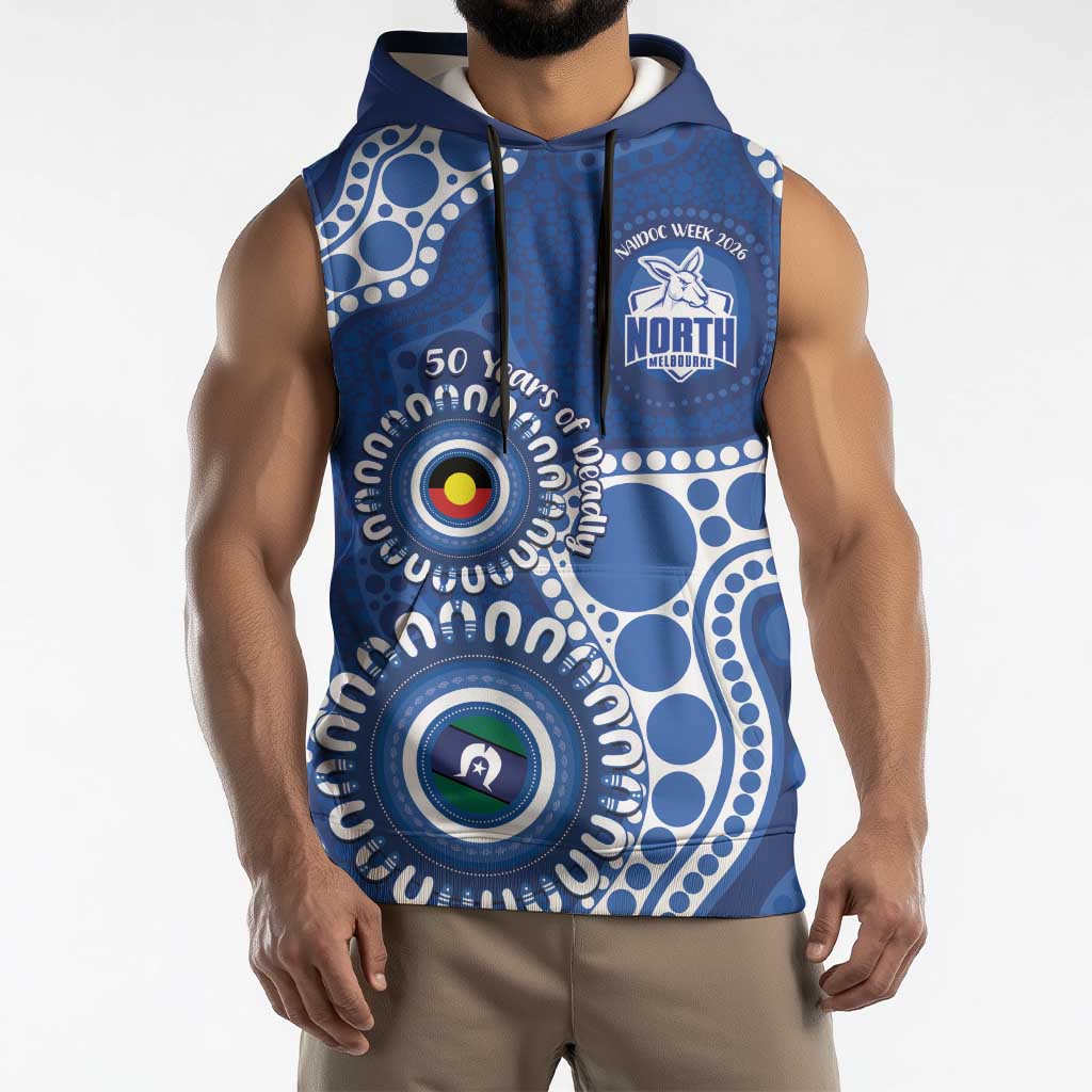 Kangaroos NAIDOC 2026 Personalised Sleeveless Hoodie 50 Years of Deadly Aboriginal Art