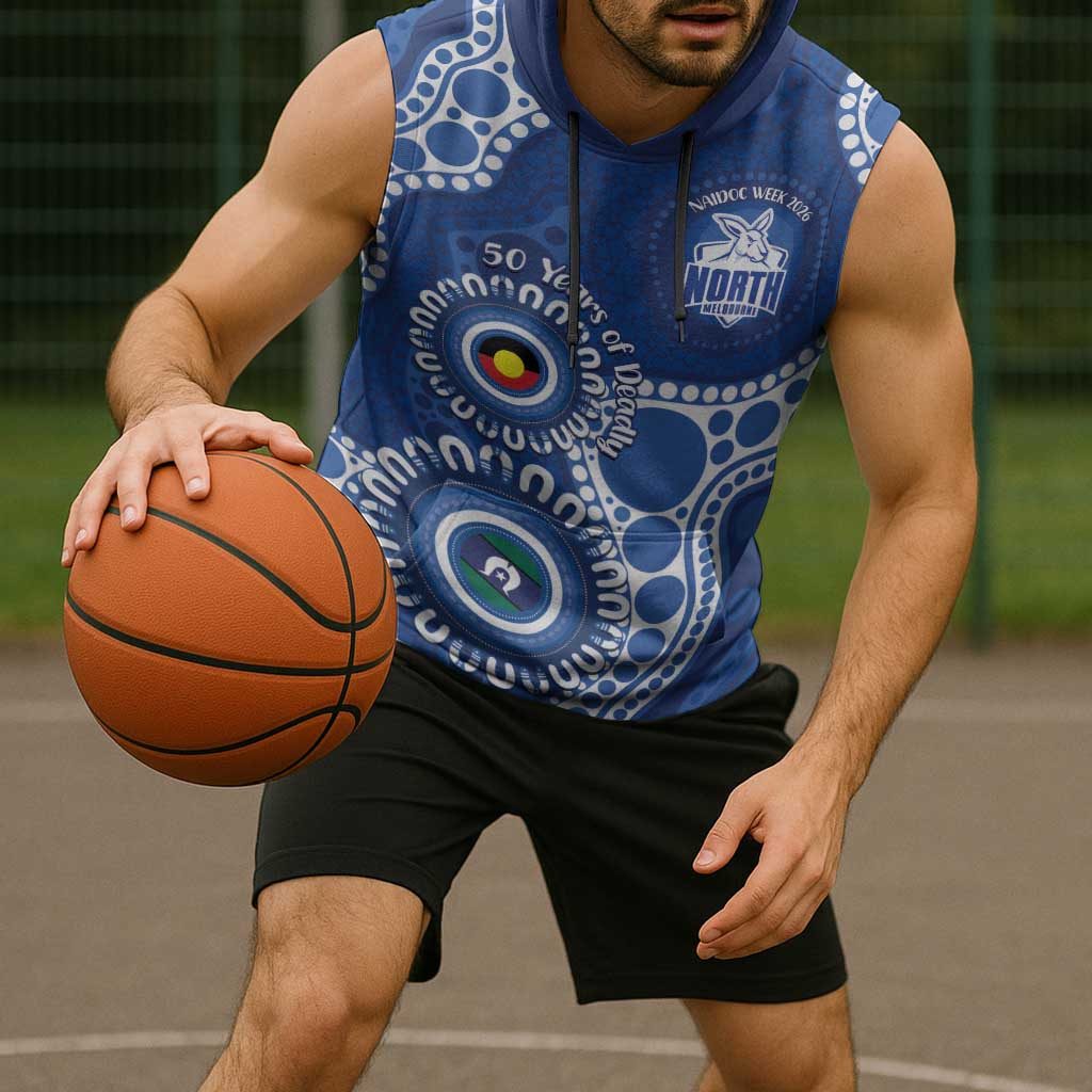 Kangaroos NAIDOC 2026 Personalised Sleeveless Hoodie 50 Years of Deadly Aboriginal Art