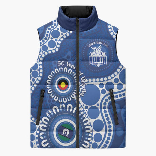 Kangaroos NAIDOC 2026 Personalised Sleeveless Puffer Jacket 50 Years of Deadly Aboriginal Art