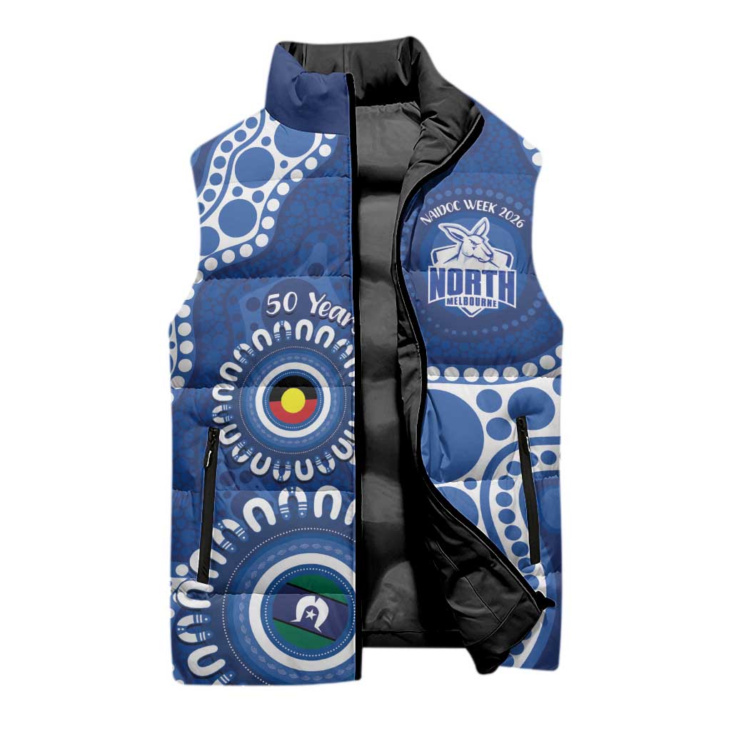 Kangaroos NAIDOC 2026 Personalised Sleeveless Puffer Jacket 50 Years of Deadly Aboriginal Art