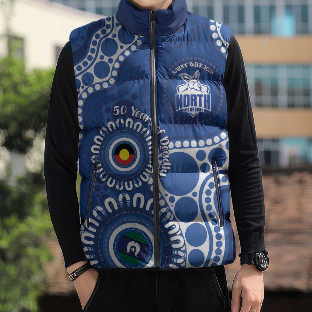 Kangaroos NAIDOC 2026 Personalised Sleeveless Puffer Jacket 50 Years of Deadly Aboriginal Art