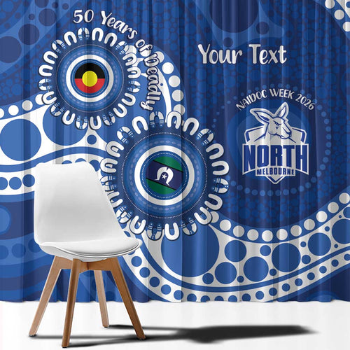 Kangaroos NAIDOC 2026 Personalised Window Curtain 50 Years of Deadly Aboriginal Art