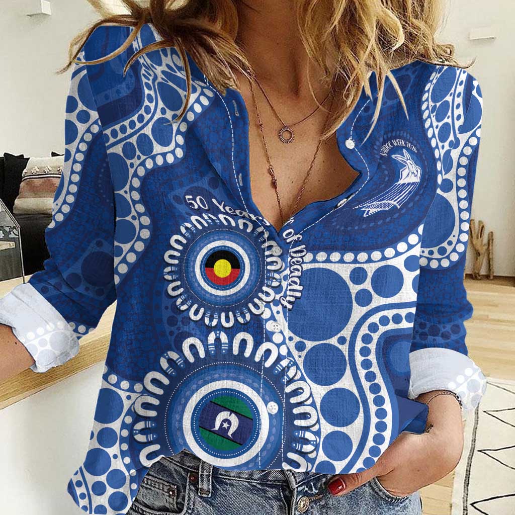 Kangaroos NAIDOC 2026 Personalised Women Casual Shirt 50 Years of Deadly Aboriginal Art