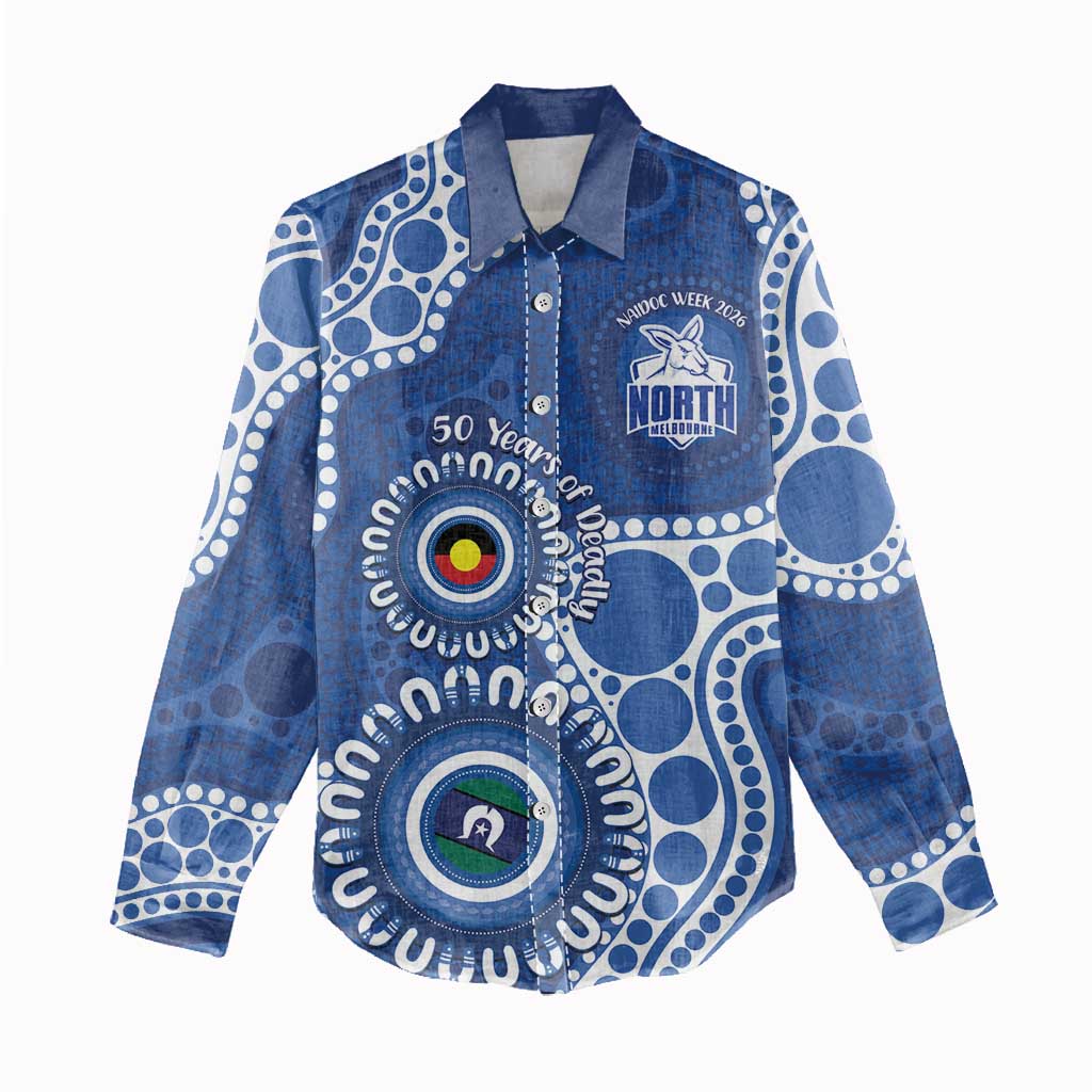 Kangaroos NAIDOC 2026 Personalised Women Casual Shirt 50 Years of Deadly Aboriginal Art