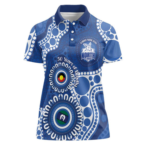 Kangaroos NAIDOC 2026 Personalised Women Polo Shirt 50 Years of Deadly Aboriginal Art