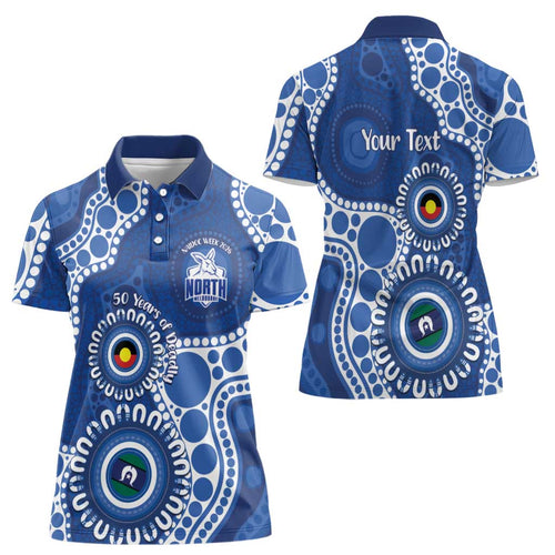 Kangaroos NAIDOC 2026 Personalised Women Polo Shirt 50 Years of Deadly Aboriginal Art