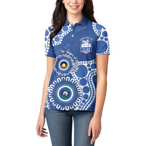 Kangaroos NAIDOC 2026 Personalised Women Polo Shirt 50 Years of Deadly Aboriginal Art