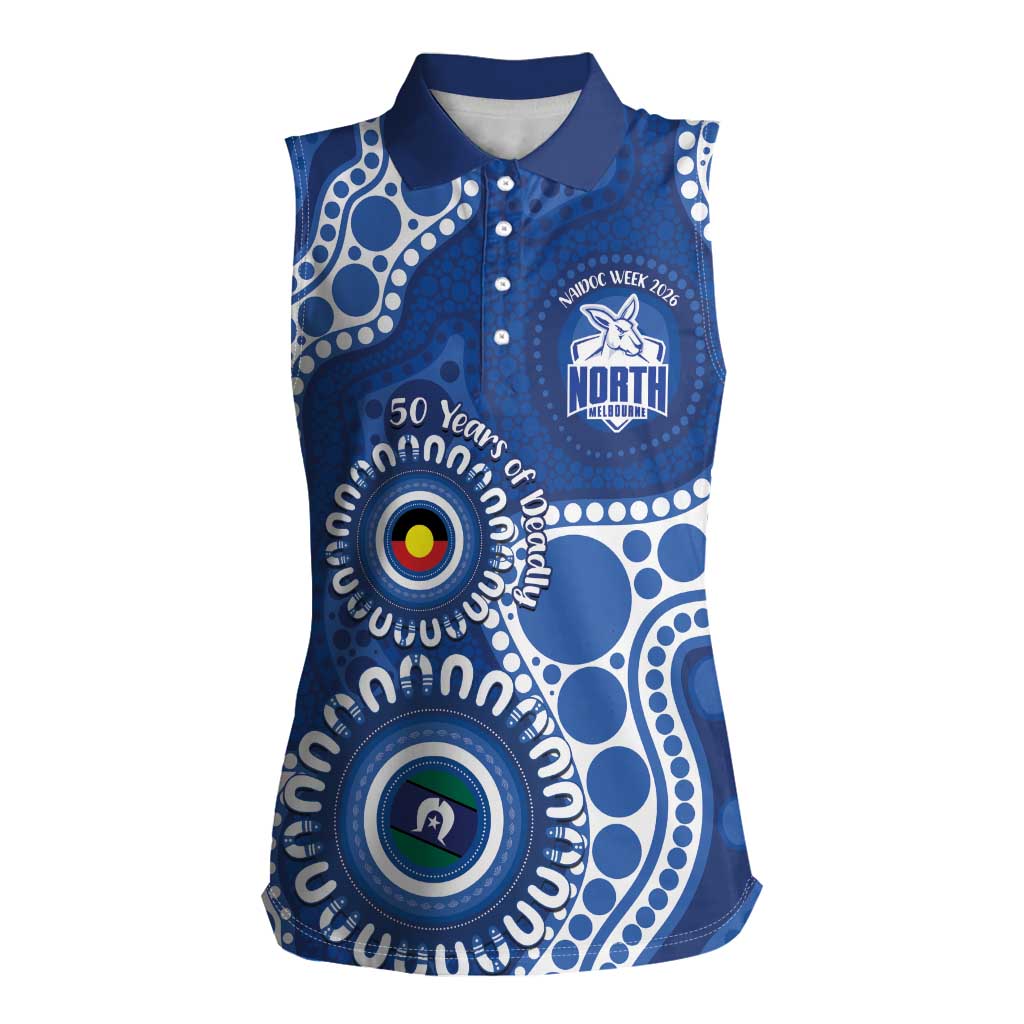 Kangaroos NAIDOC 2026 Personalised Women Sleeveless Polo Shirt 50 Years of Deadly Aboriginal Art