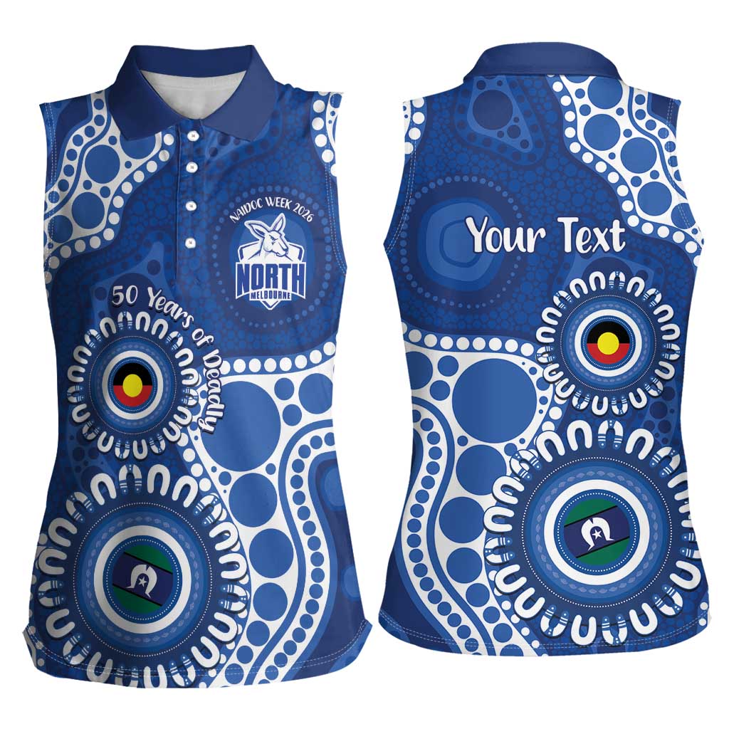Kangaroos NAIDOC 2026 Personalised Women Sleeveless Polo Shirt 50 Years of Deadly Aboriginal Art