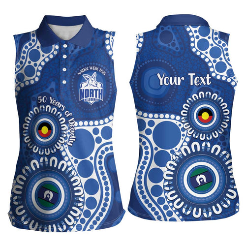 Kangaroos NAIDOC 2026 Personalised Women Sleeveless Polo Shirt 50 Years of Deadly Aboriginal Art