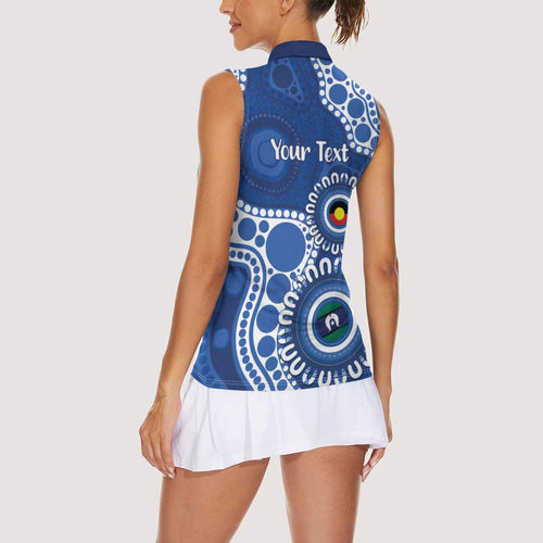 Kangaroos NAIDOC 2026 Personalised Women Sleeveless Polo Shirt 50 Years of Deadly Aboriginal Art