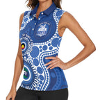 Kangaroos NAIDOC 2026 Personalised Women Sleeveless Polo Shirt 50 Years of Deadly Aboriginal Art