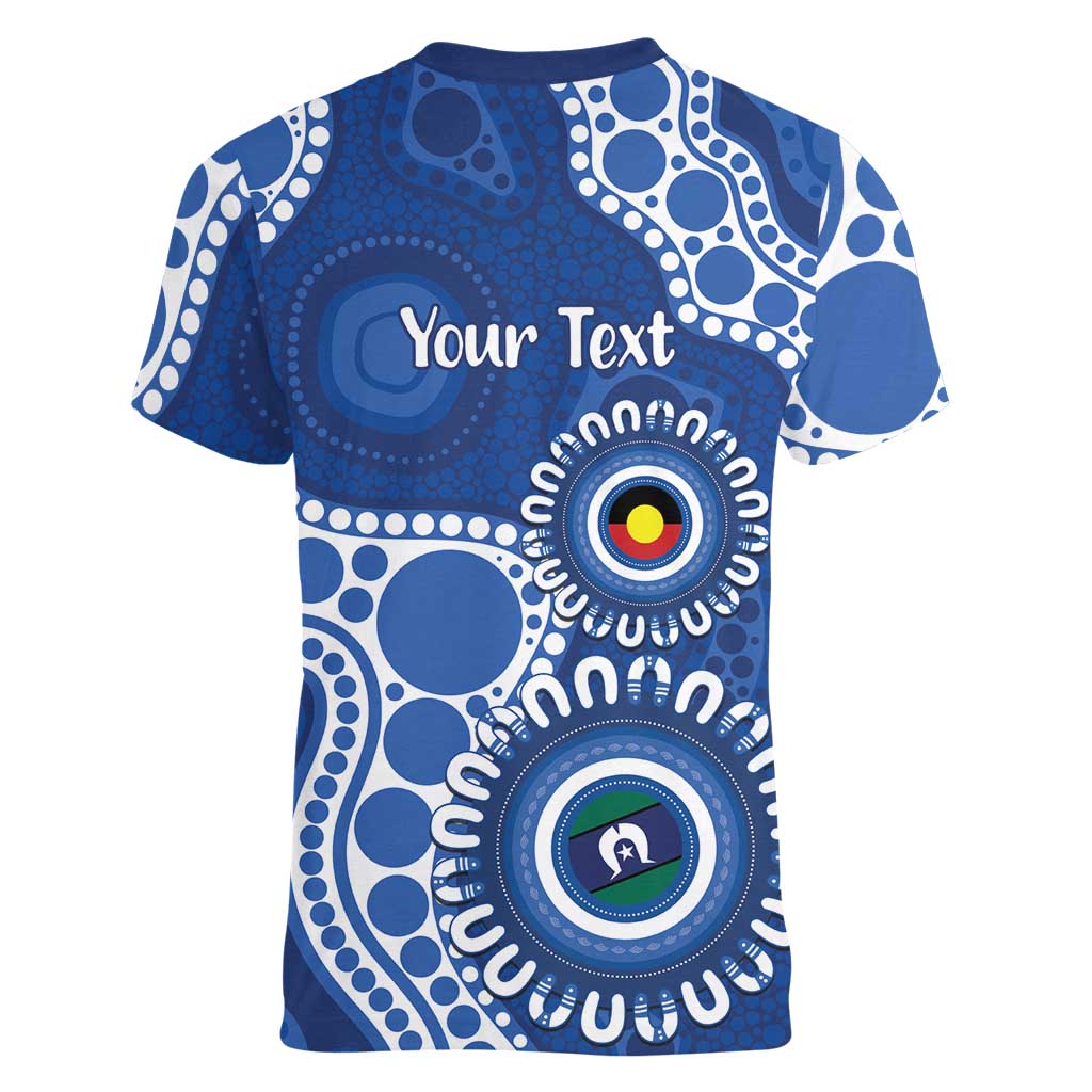Kangaroos NAIDOC 2026 Personalised Women V-Neck T-Shirt 50 Years of Deadly Aboriginal Art