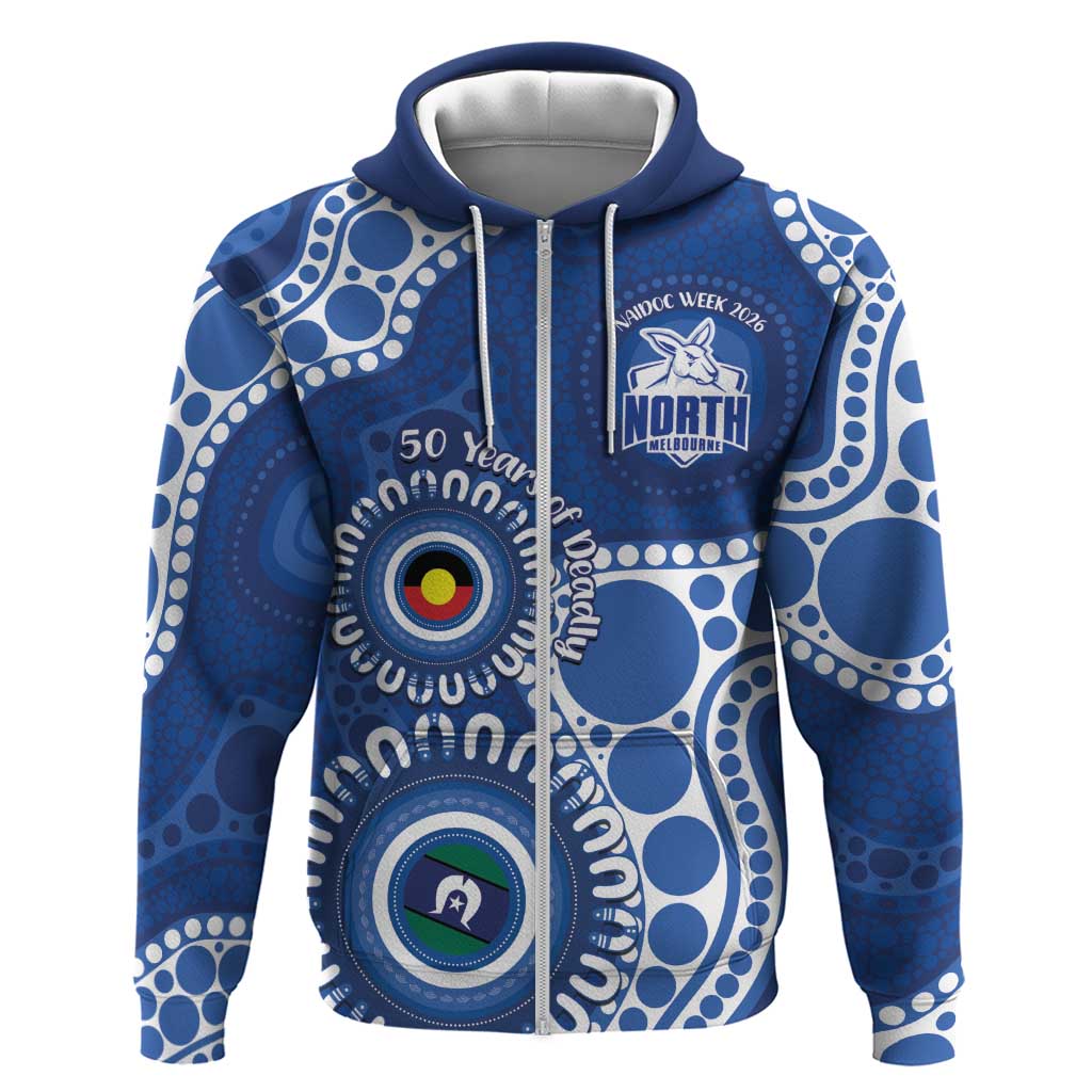 Kangaroos NAIDOC 2026 Personalised Zip Hoodie 50 Years of Deadly Aboriginal Art