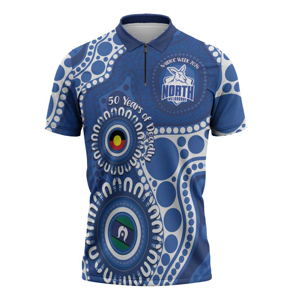 Kangaroos NAIDOC 2026 Personalised Zipper Polo Shirt 50 Years of Deadly Aboriginal Art
