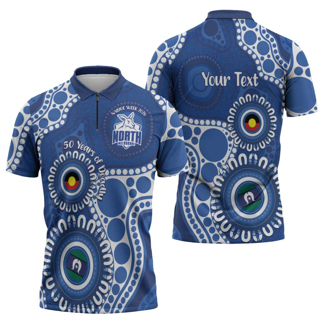 Kangaroos NAIDOC 2026 Personalised Zipper Polo Shirt 50 Years of Deadly Aboriginal Art