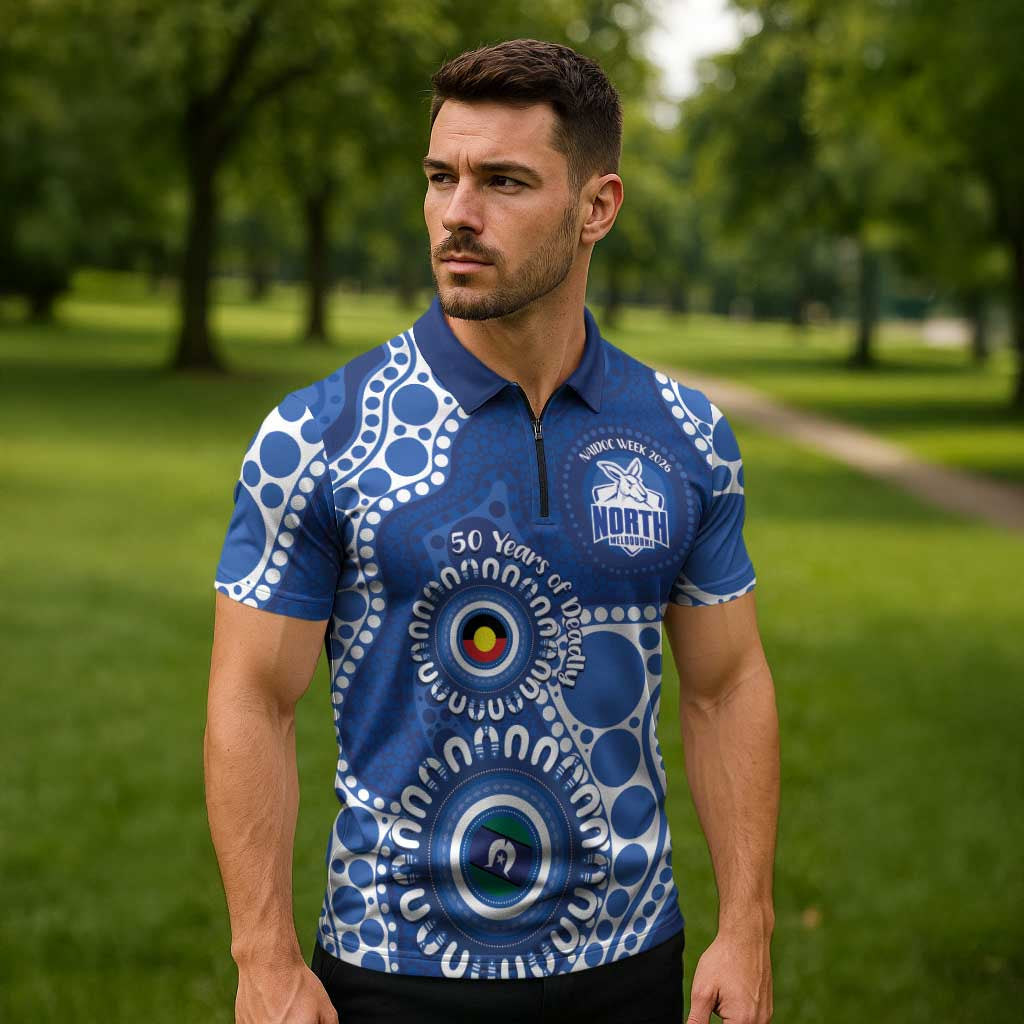 Kangaroos NAIDOC 2026 Personalised Zipper Polo Shirt 50 Years of Deadly Aboriginal Art
