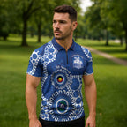 Kangaroos NAIDOC 2026 Personalised Zipper Polo Shirt 50 Years of Deadly Aboriginal Art