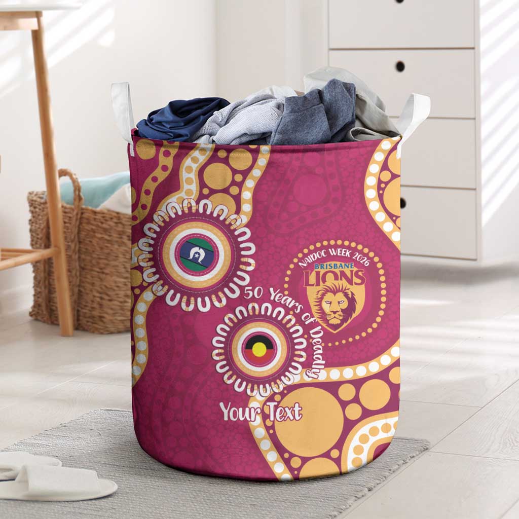 Brisbane Lions NAIDOC 2026 Personalised Laundry Basket 50 Years of Deadly Aboriginal Art