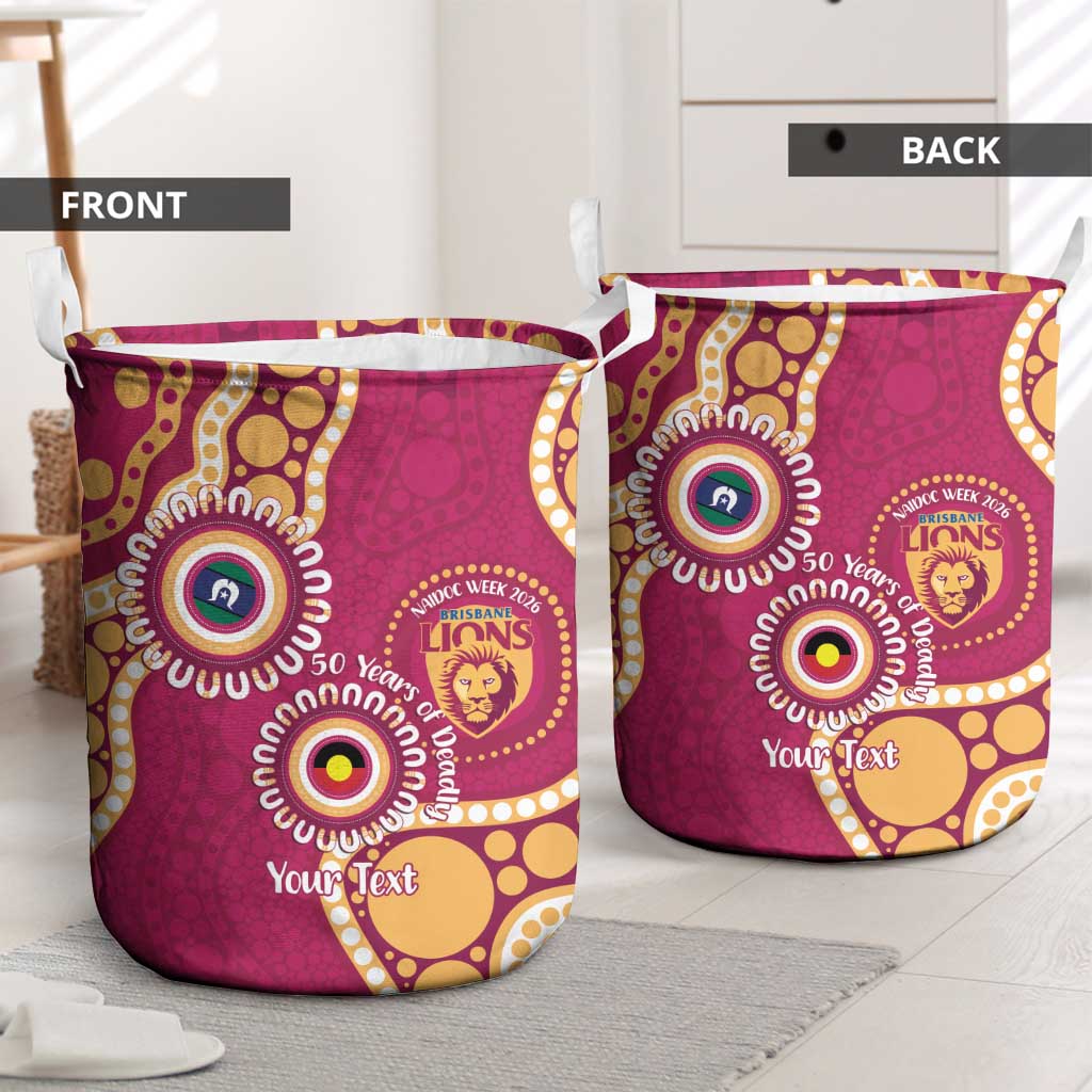 Brisbane Lions NAIDOC 2026 Personalised Laundry Basket 50 Years of Deadly Aboriginal Art