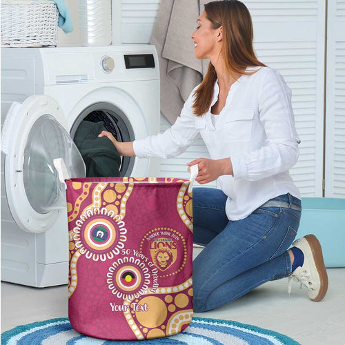 Brisbane Lions NAIDOC 2026 Personalised Laundry Basket 50 Years of Deadly Aboriginal Art