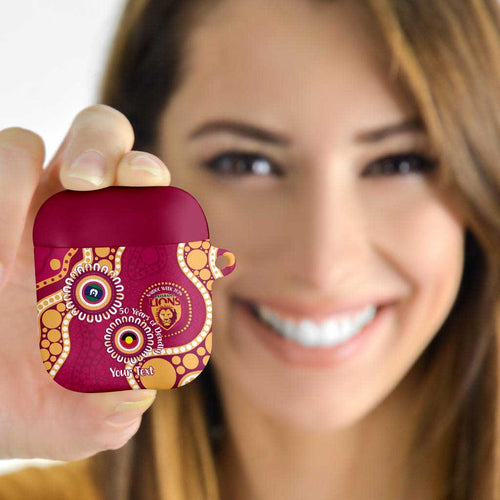 Brisbane Lions NAIDOC 2026 Personalised AirPods Case 50 Years of Deadly Aboriginal Art