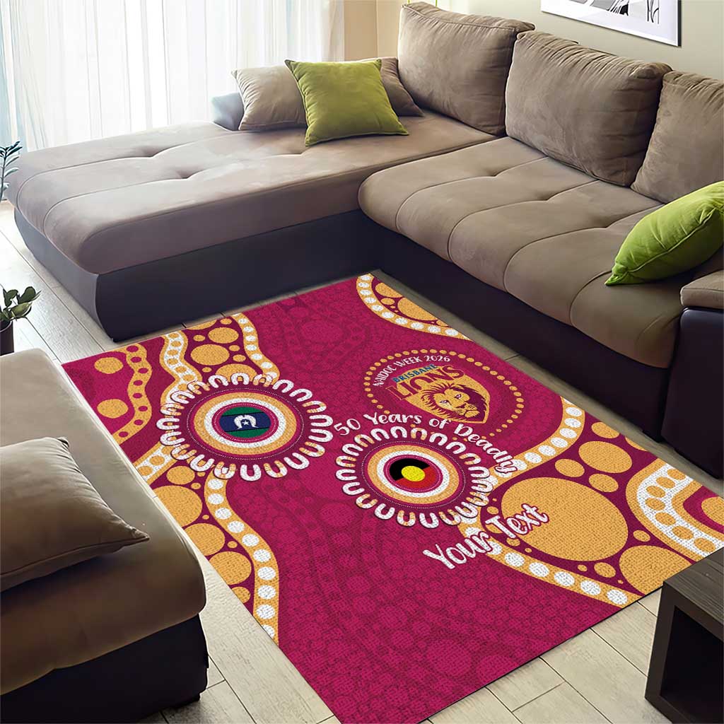 Brisbane Lions NAIDOC 2026 Personalised Area Rug 50 Years of Deadly Aboriginal Art