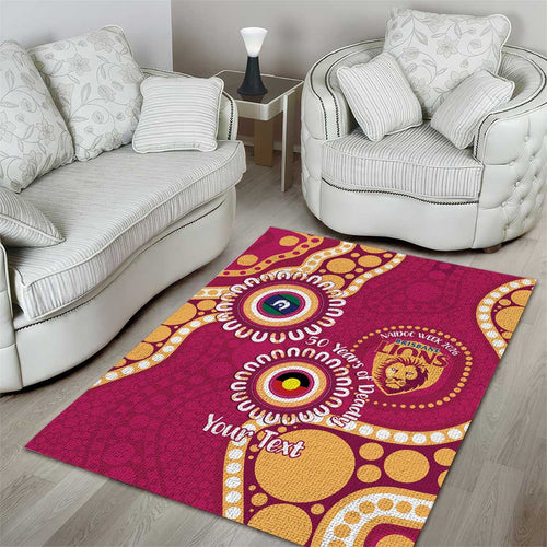 Brisbane Lions NAIDOC 2026 Personalised Area Rug 50 Years of Deadly Aboriginal Art