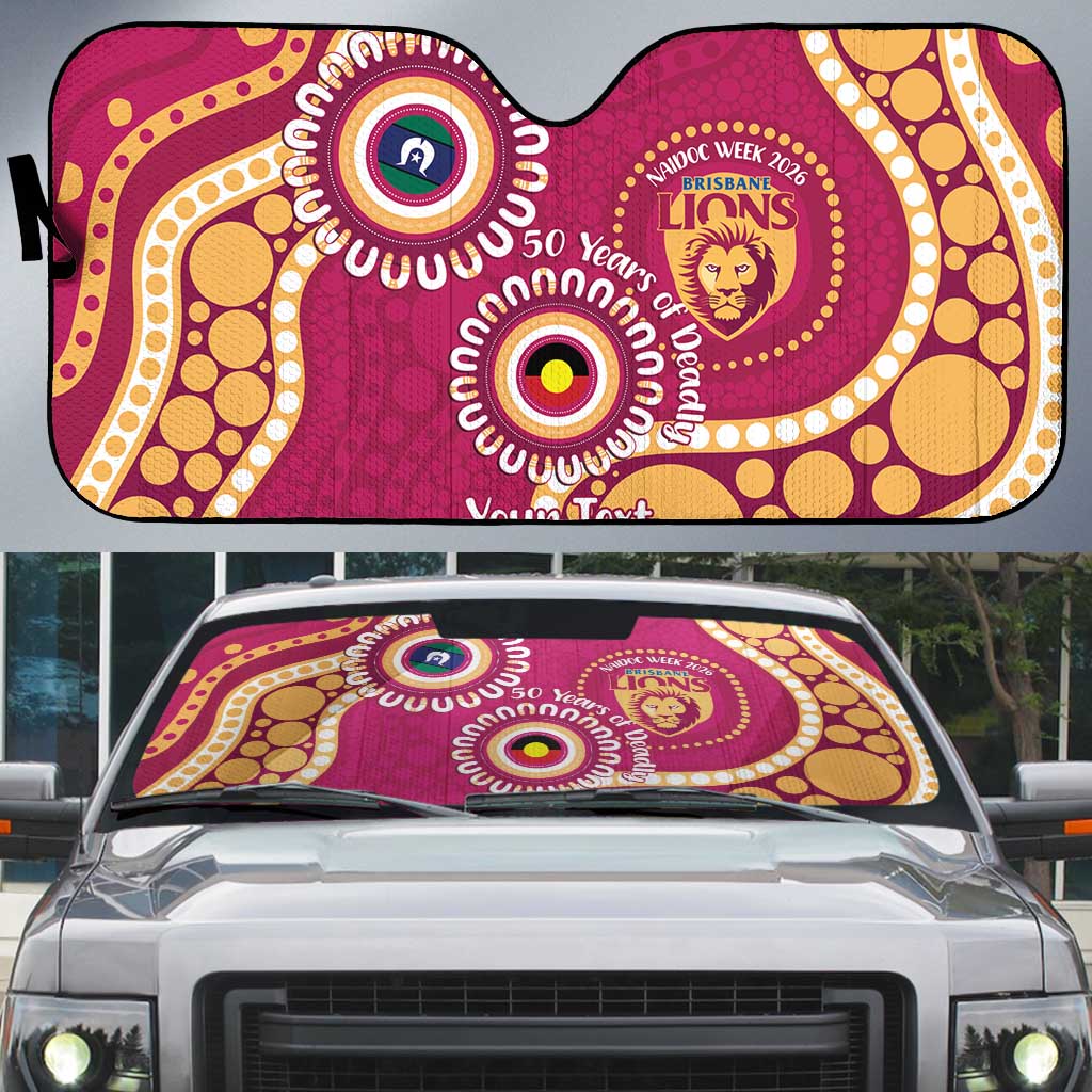 Brisbane Lions NAIDOC 2026 Personalised Auto Sun Shade 50 Years of Deadly Aboriginal Art